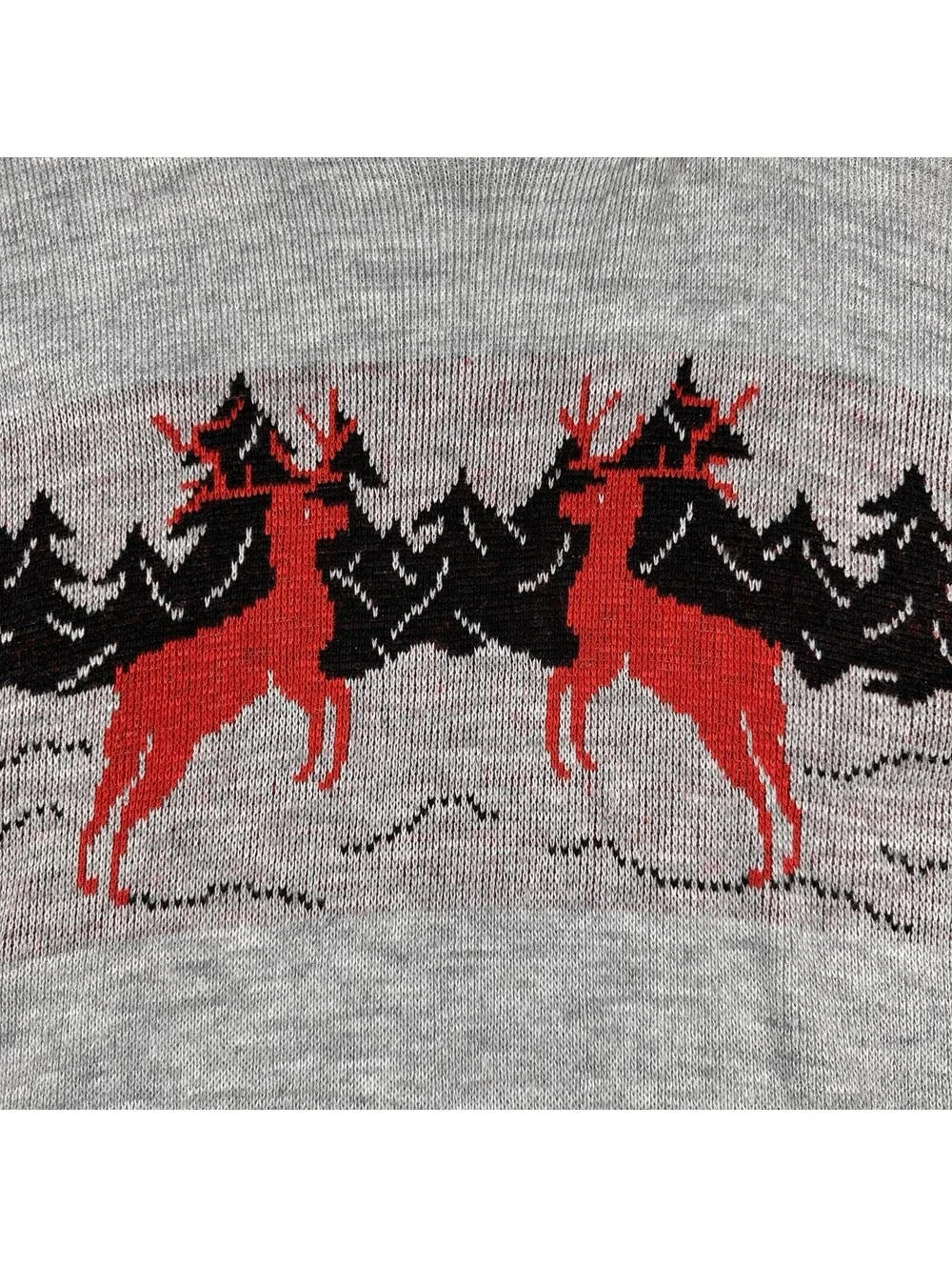 Vintage Pinnacle Reindeer Sweater XLarge Gray Red Black Long Sleeve Pullover